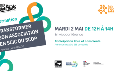 Webinaire : « Transformer son association en SCIC ou SCOP » – Mardi 2 mai de 12h à 14h